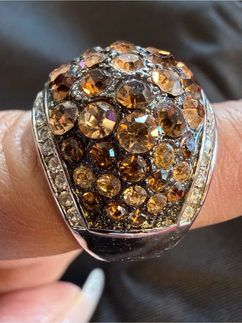 Park Lane Truffles Ring Size 8 Amber Topaz Swarovski Crystal Statement Ring - Picture 2 of 5